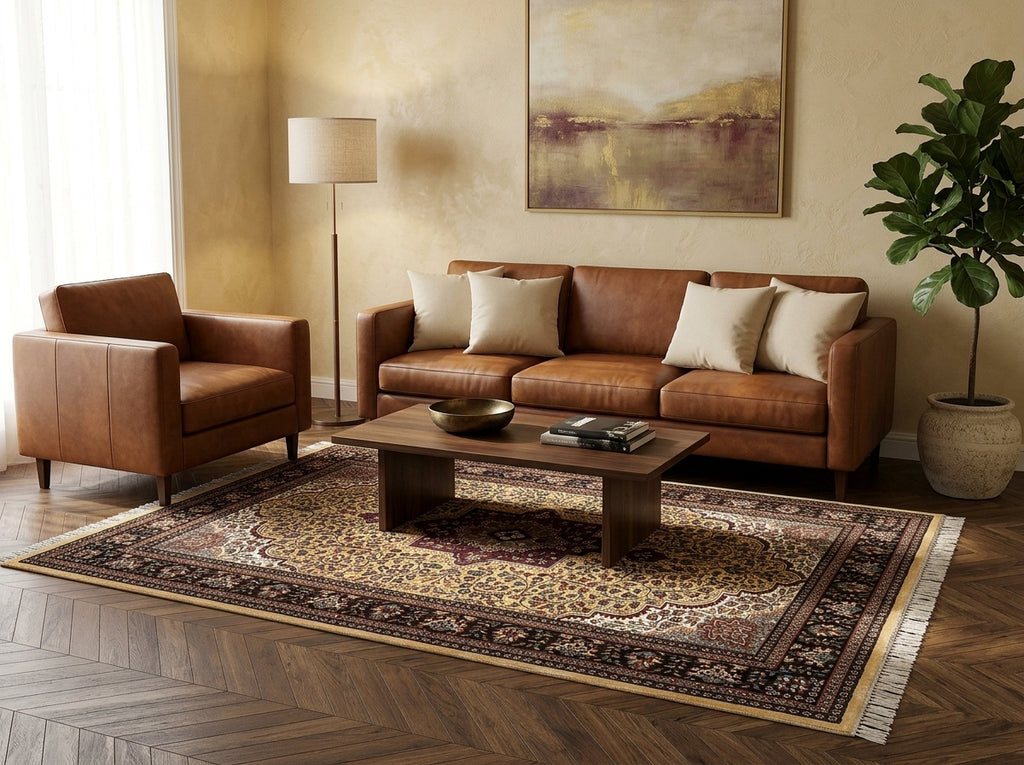 4 x 6 Handmade Kashmir Bamboo Silk Rug #F-3356