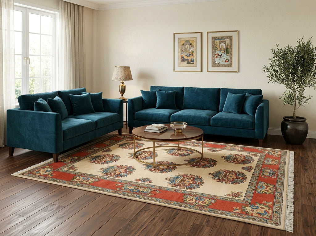 7 x 10 Unusual Persian Botteh Sarouk Rug - view 2