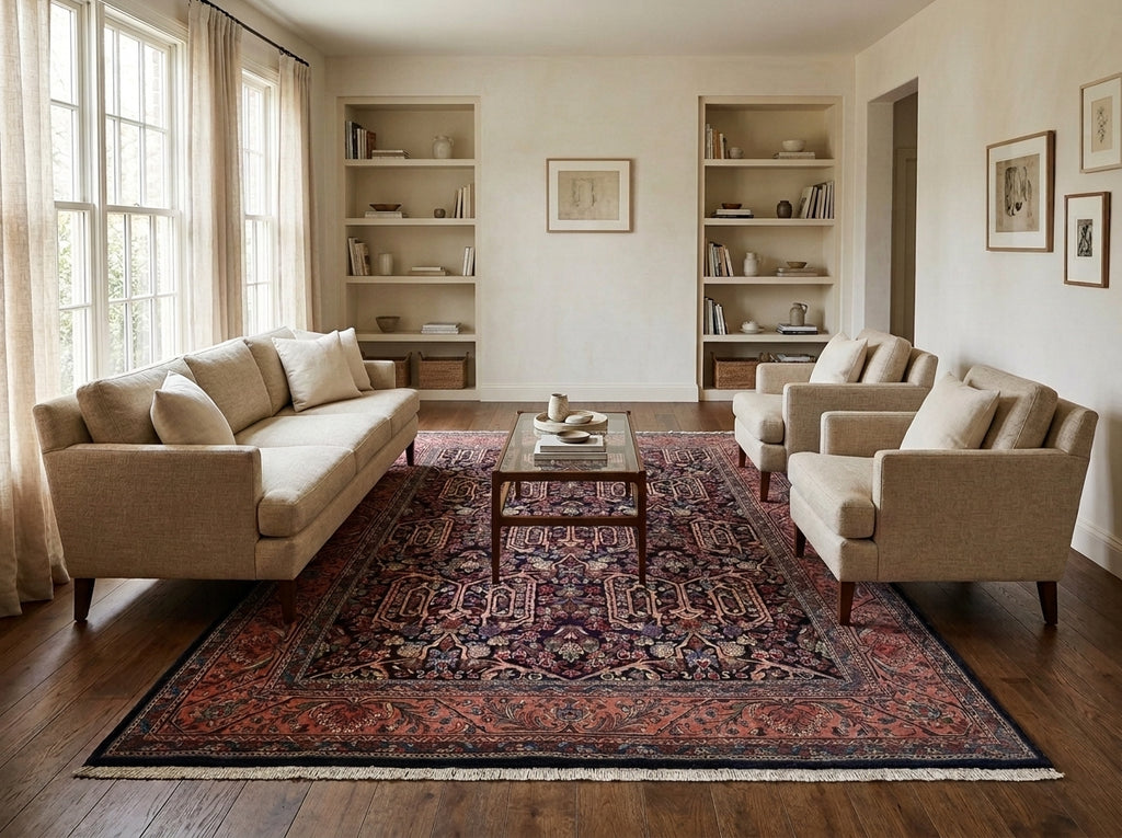7' x 10' Navy Blue Fine Persian Bijar Rug 72422