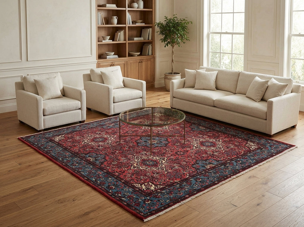 7 x 7 Dull Red Fine Persian Bakhtiari Rug #B-72424