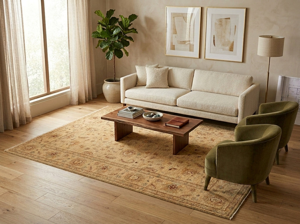 5.5 x 7.9 Natural BROWN Wool Hand-Knotted Chobi Peshawar Rug - Pakistan#PIX-22295