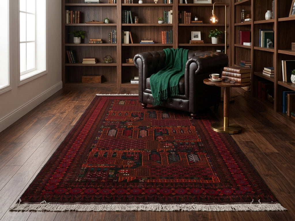 4 x 6.7 Afghan Tribal Animal Motif Wool Rug #F-3259
