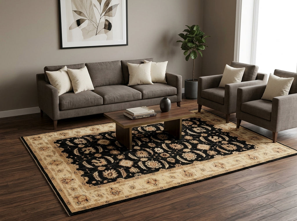 5.9 x 9 Black Chobi Peshawar Zigler Rug 20242