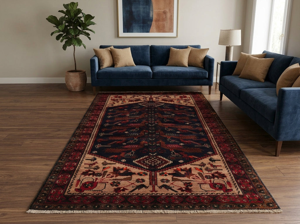 3 x 6 Peacock Birds Tribal Afghan Wool Rug #F-3227