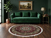 Load image into Gallery viewer, 3 x 3 Feet Round Handmade Rug Burgundy Green Bamboo Silk #F-3354