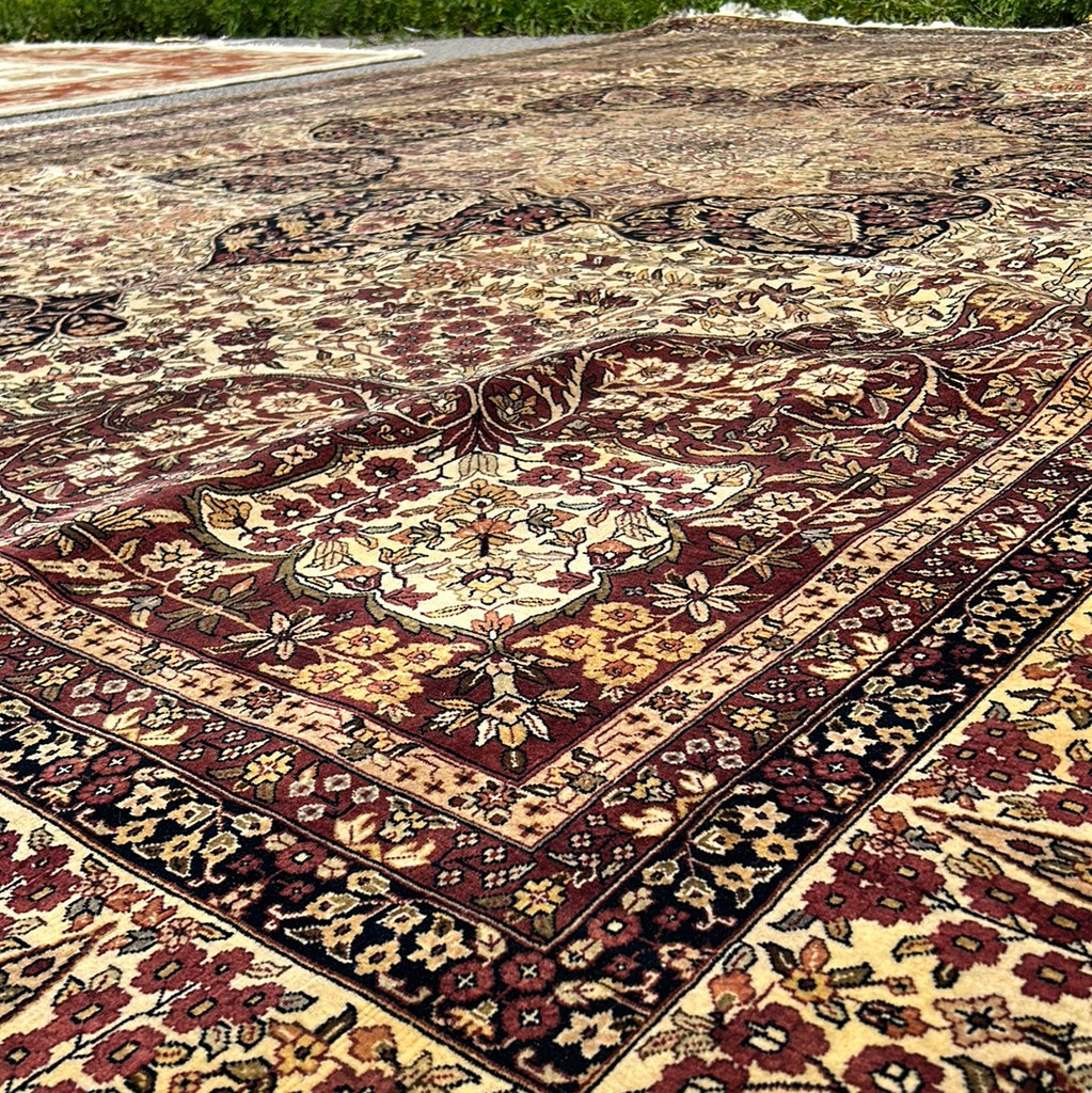 10 x 14 Kermanshah Rug FINER Kashmir WOOL FINER HAND-KNOTTED 200 KPSI - Beige #5068