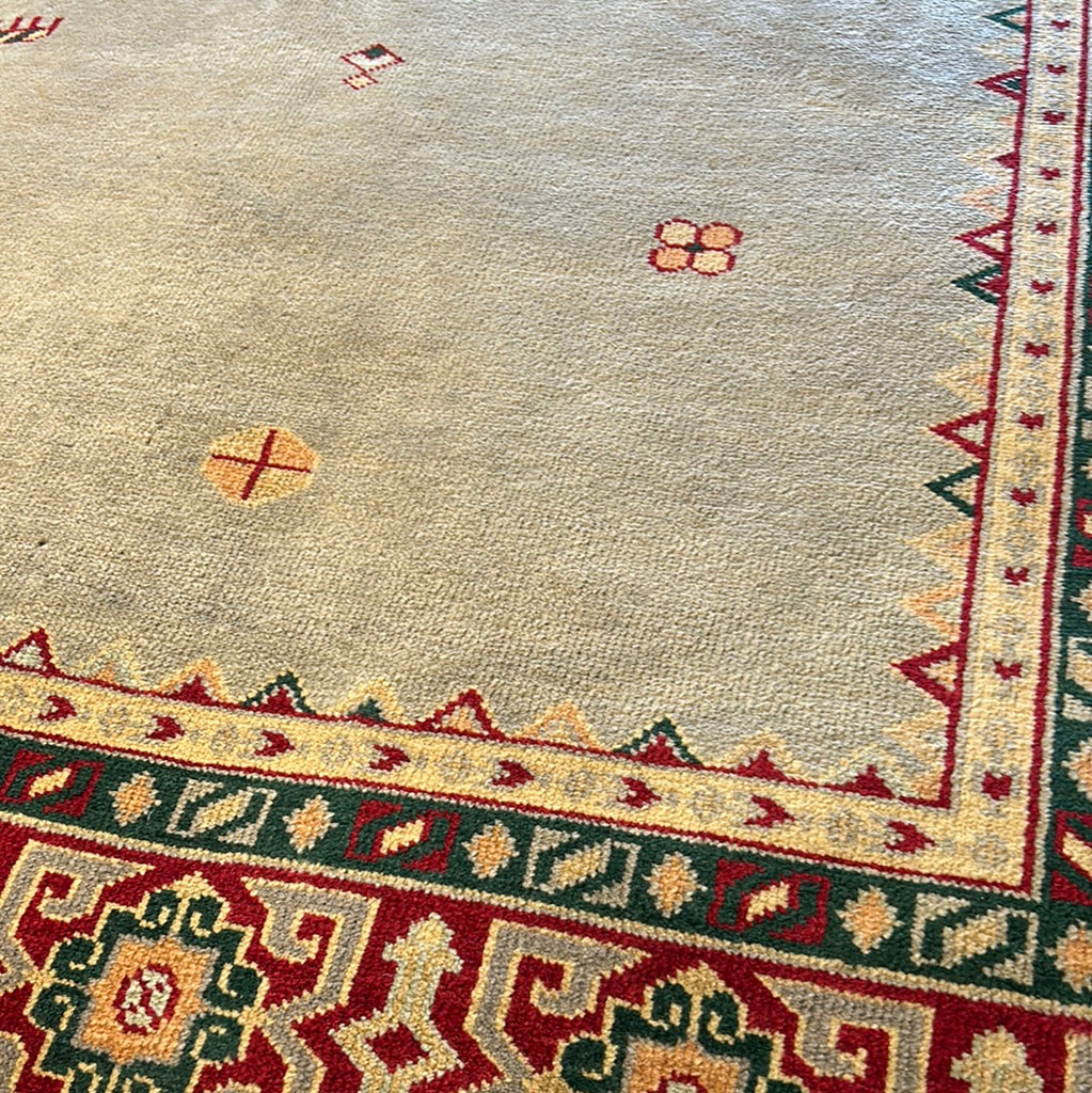 6.3 x 8.10 Sage Green Transitional GABBEH Rug 17068