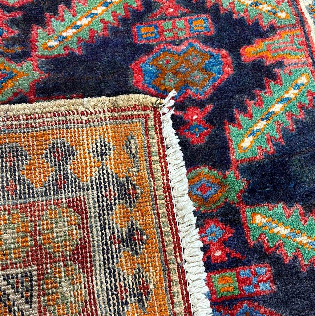 4.2 x 8.7 Navy Blue Semi-Antique Persian Hamadan Runner 73982