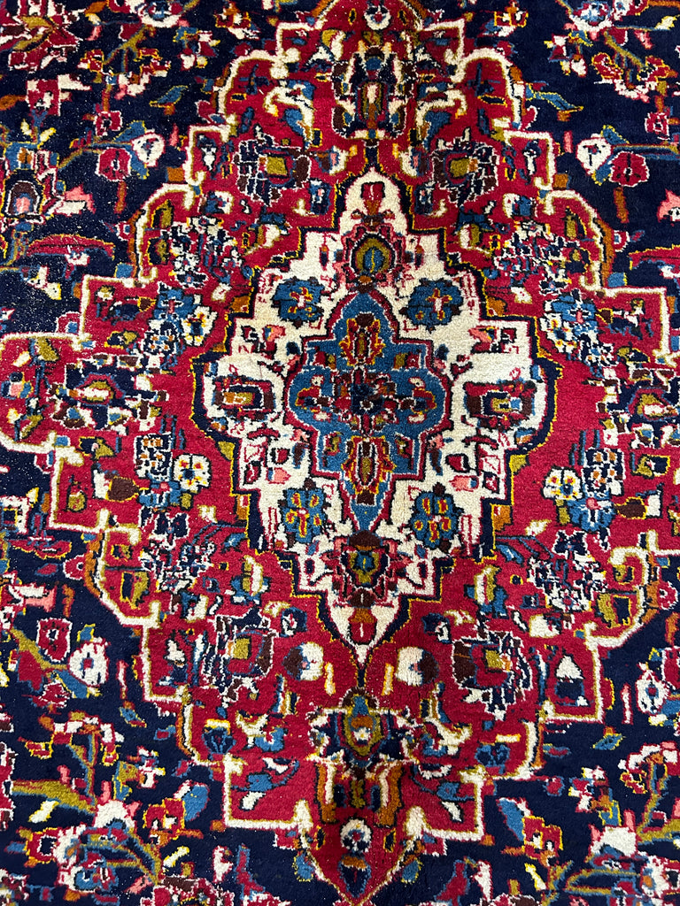 9.8 x 14.4 Persian Navy Blue Kashan Rug BLUE RED 8661