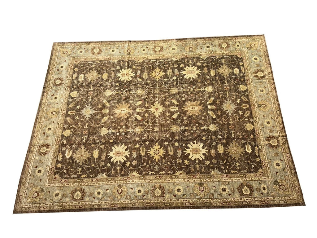 13.9 x 18.6 Brown Chobi Peshawar Large Unusual Sized Rug 14489