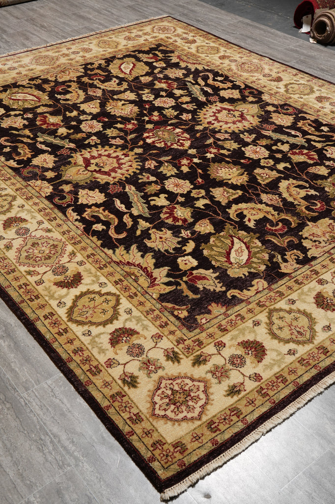 8 x 10 Dark Brown Black Chobi Peshawar Rug #PIX-10601