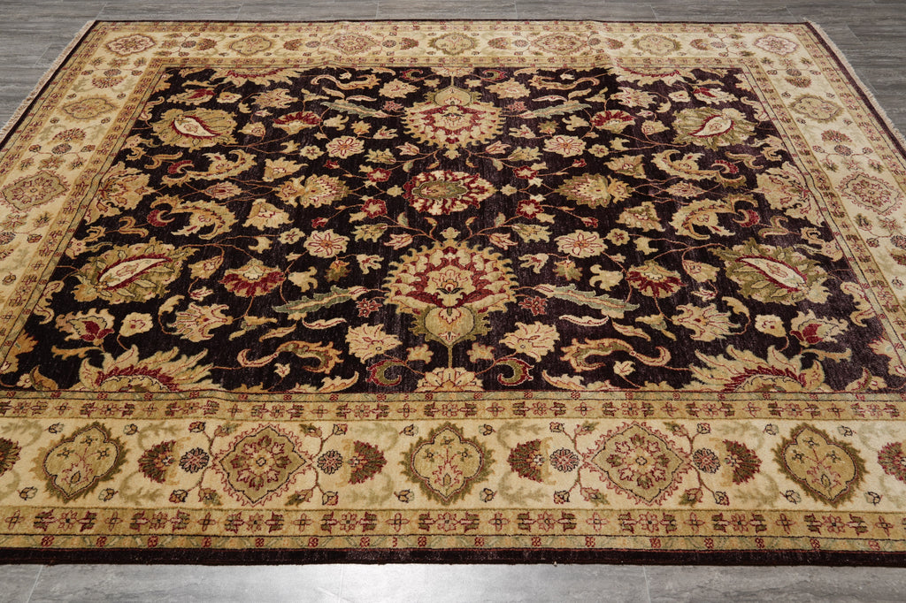 8 x 10 Dark Brown Black Chobi Peshawar Rug #PIX-10601