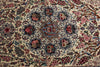 Load image into Gallery viewer, An ornate traditional Persian-style area rug with a cream background, featuring a central medallion and surrounding floral motifs in red, blue, green, and brown.