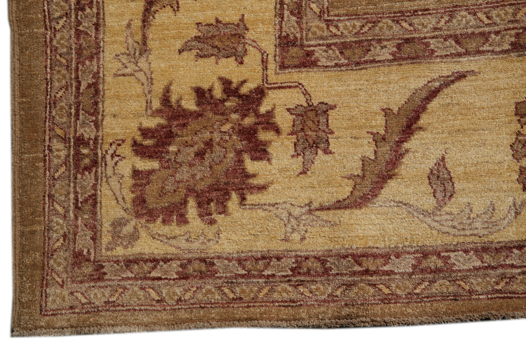 10 x 14  New Peshawar Chobi Rug Hand-Knotted Pakistan Brown And Gold #F-4277