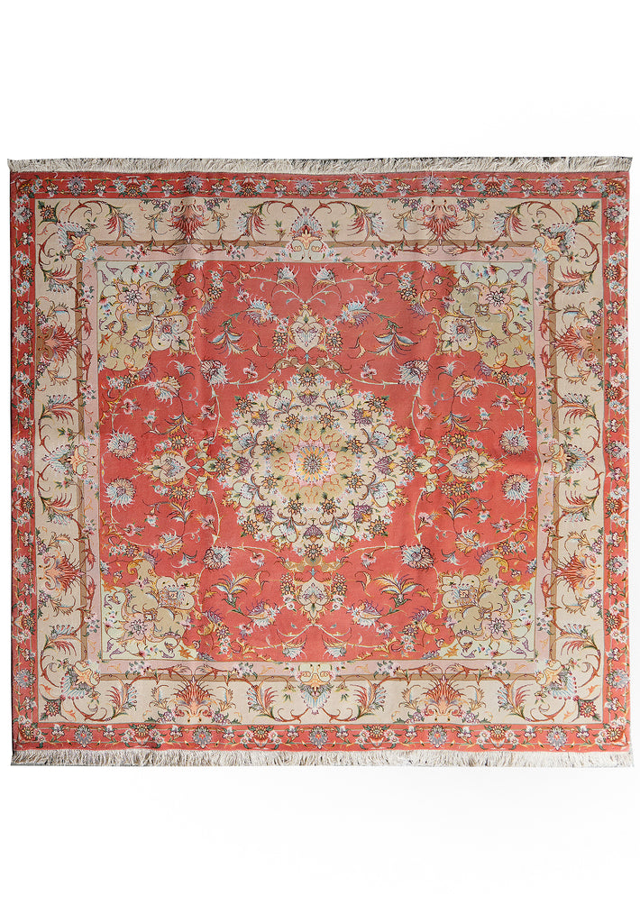 6.5 x 6.7 SQUARE Rug Super High Quality Persian Tabriz Carpet Wool and Silk 400 KPSI IRAN #PIX-26543