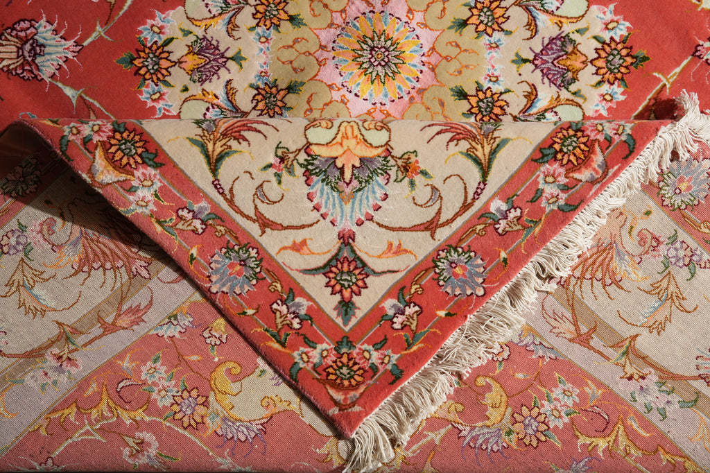 6.5 x 6.7 SQUARE Rug Super High Quality Persian Tabriz Carpet Wool and Silk 400 KPSI IRAN #PIX-26543
