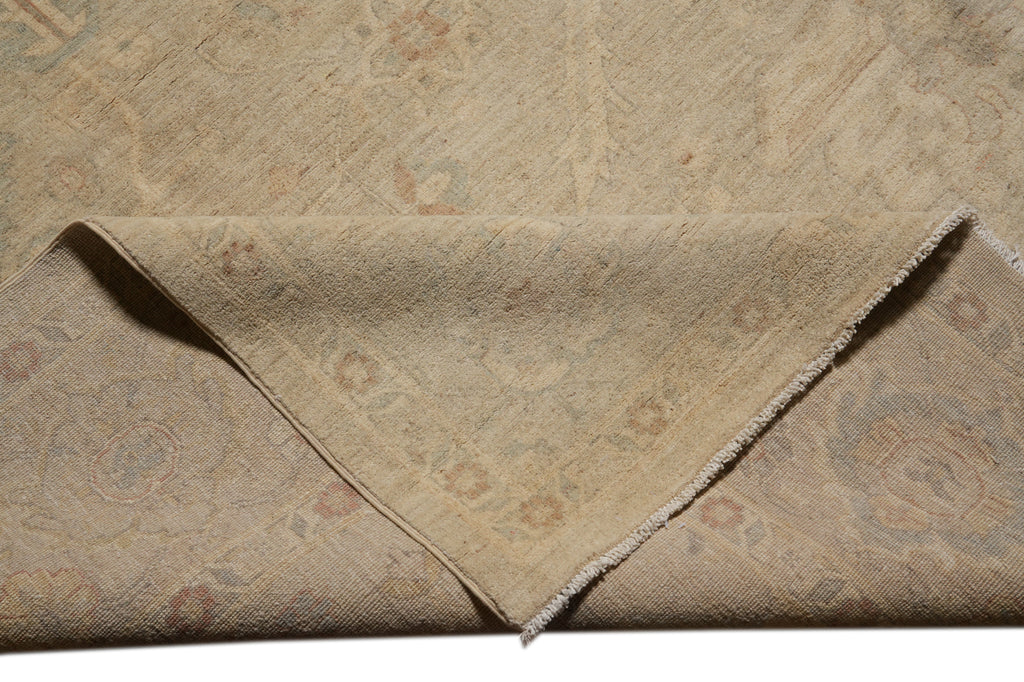 10 x 13.9 Natural Wool Quality Chobi Peshawar Transitional Rug Pastels Green #PK299