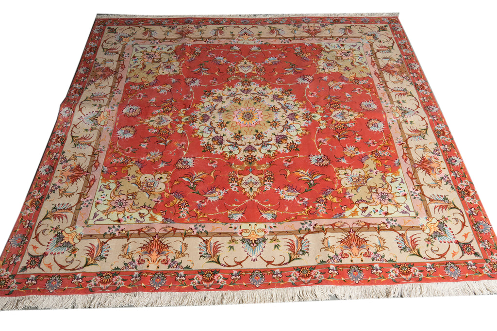 6.5 x 6.7 SQUARE Rug Super High Quality Persian Tabriz Carpet Wool and Silk 400 KPSI IRAN #PIX-26543