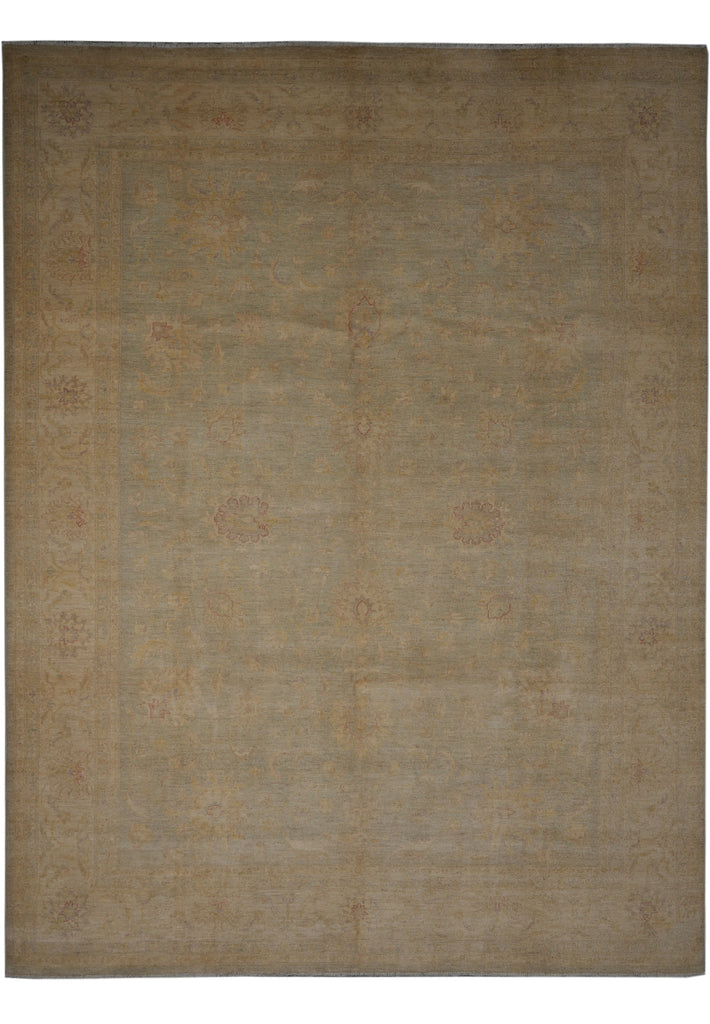 9 x 11.7  Light Sage Green Organic Wool Quality Hand-Knotted Rug
