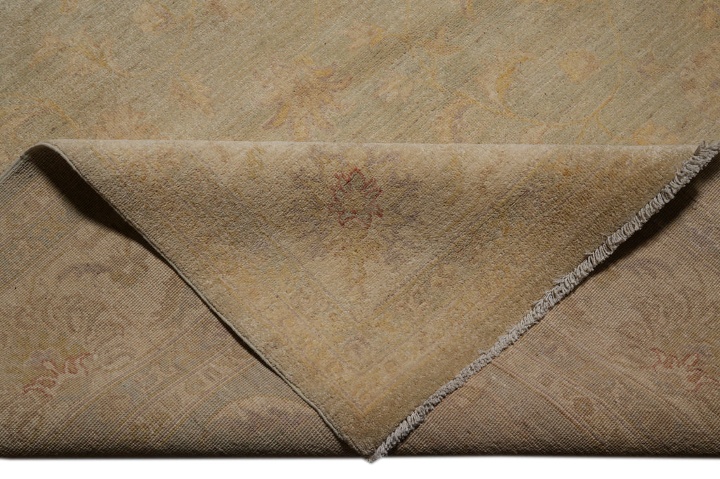 9 x 11.7  Light Sage Green Organic Wool Quality Hand-Knotted Rug #PIX-28469