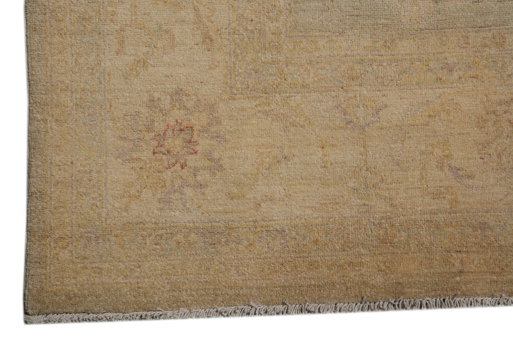 9 x 11.7  Light Sage Green Organic Wool Quality Hand-Knotted Rug #PIX-28469