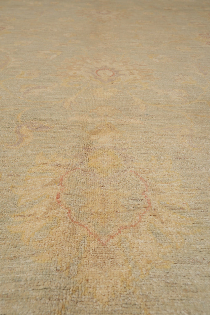 9 x 11.7  Light Sage Green Organic Wool Quality Hand-Knotted Rug #PIX-28469
