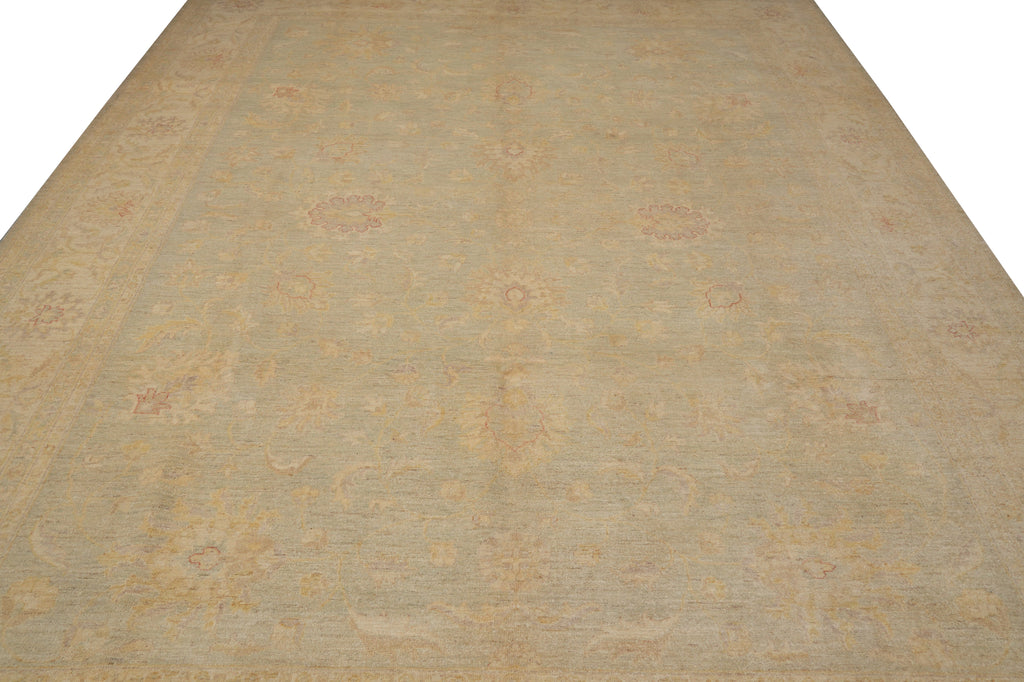 9 x 11.7  Light Sage Green Organic Wool Quality Hand-Knotted Rug #PIX-28469