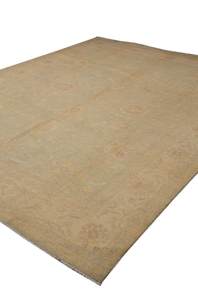 9 x 11.7  Light Sage Green Organic Wool Quality Hand-Knotted Rug #PIX-28469