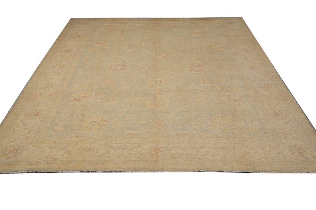 9 x 11.7  Light Sage Green Organic Wool Quality Hand-Knotted Rug