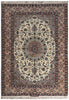 Load image into Gallery viewer, A traditional oriental area rug with an intricate floral and scroll pattern, featuring a central medallion, detailed borders, and fringed edges.