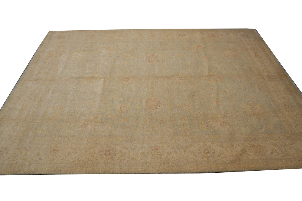 9 x 11.7  Light Sage Green Organic Wool Quality Hand-Knotted Rug #PIX-28469