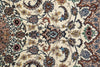 Load image into Gallery viewer, A close-up of an ornate traditional patterned rug with a cream background and intricate floral motifs in brown, blue, green, and pink.