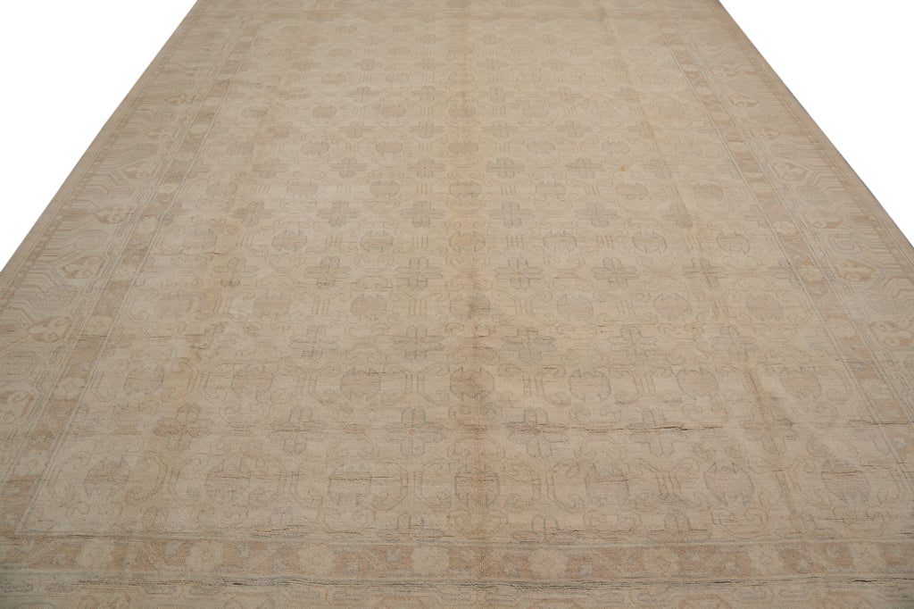 9.5 x 11.9 Natural Quality Wool Chobi Peshawar Rug Neutral Faded Pastels #PIX-26766