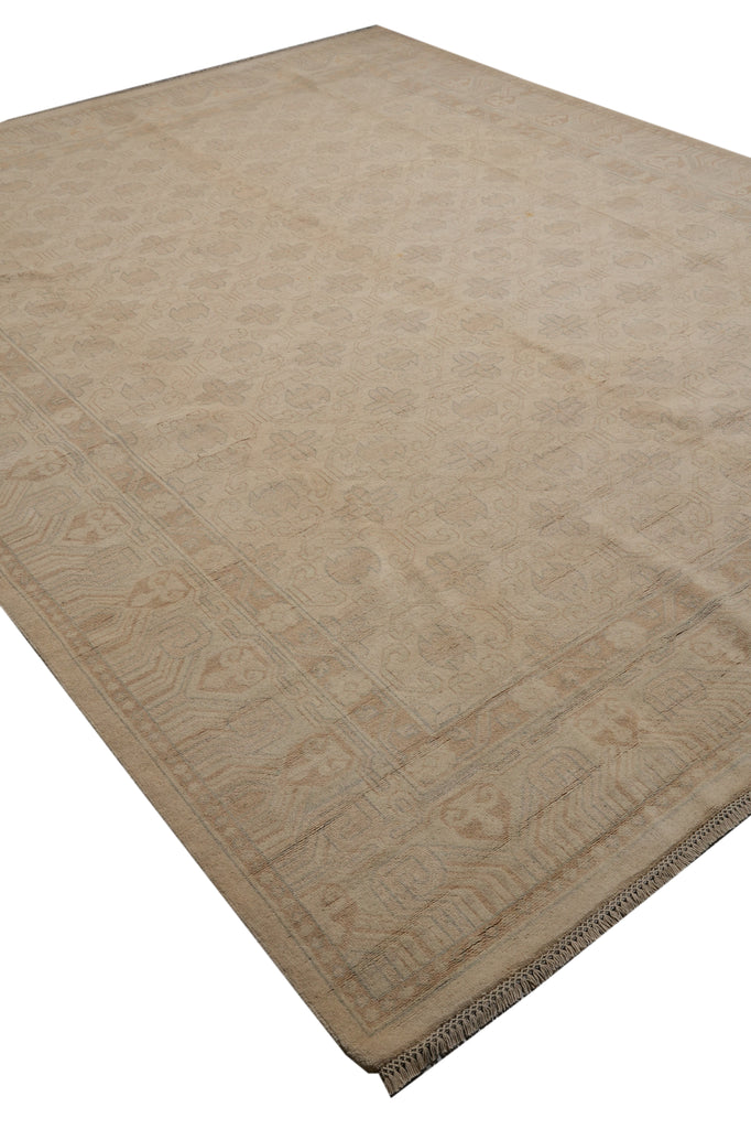 9.5 x 11.9 Natural Quality Wool Chobi Peshawar Rug Neutral Faded Pastels #PIX-26766