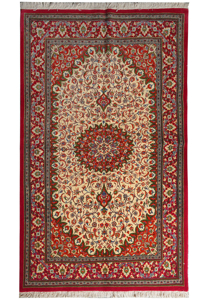 4.5 x 7.6 Authentic Persian Qom Rug Finest Quality Kork Wool #PIX-26312