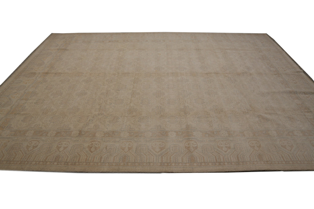 9.5 x 11.9 Natural Quality Wool Chobi Peshawar Rug Neutral Faded Pastels #PIX-26766