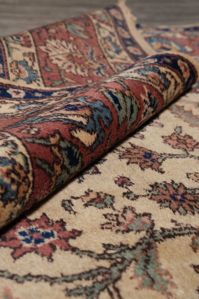 7.5 x 10.6  Turkish Tabriz Rug | Ivory & Rust Medallion | Hand-Knotted Wool 1950s #PIX-23683