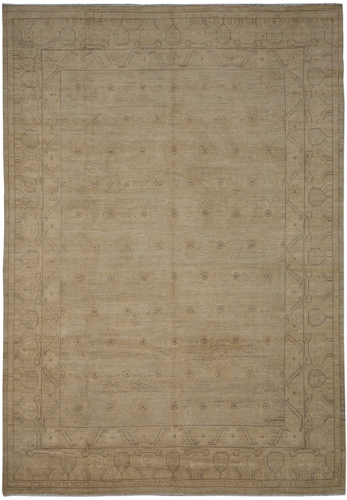 9 x 11.6 Natural Quality Chobi Peshawar Rug Faded Pastels