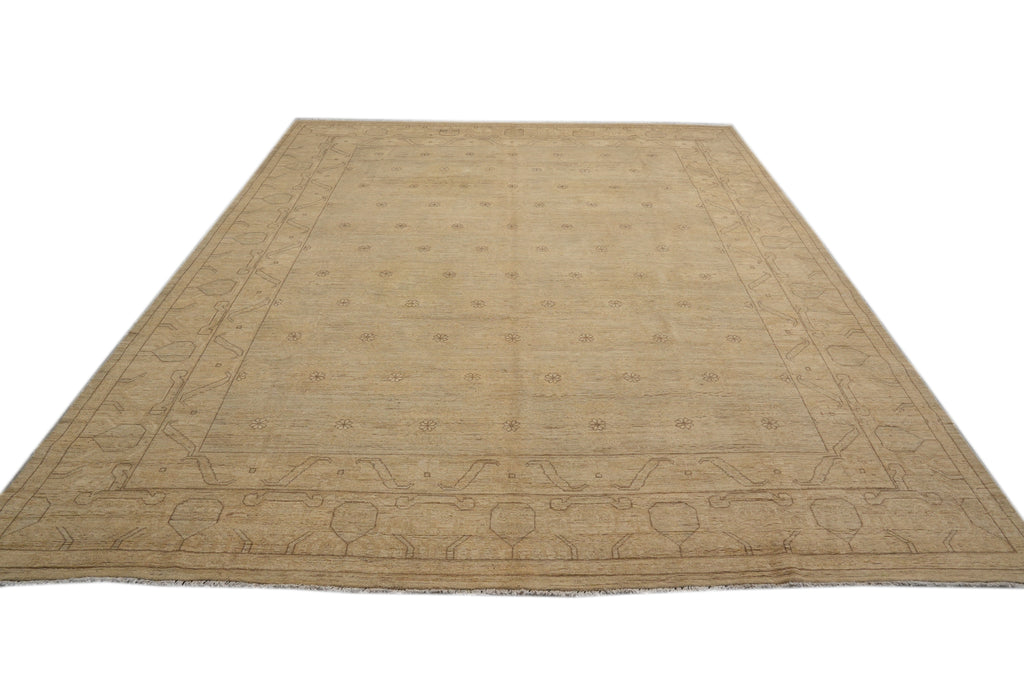 9 x 11.6 Natural Quality Chobi Peshawar Rug Faded Pastels