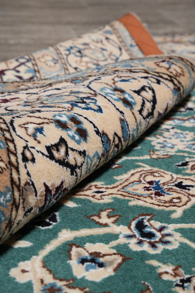 5 x 8 Authentic Quality Persian Nain Rug Wool and Silk Green #PIX-9483