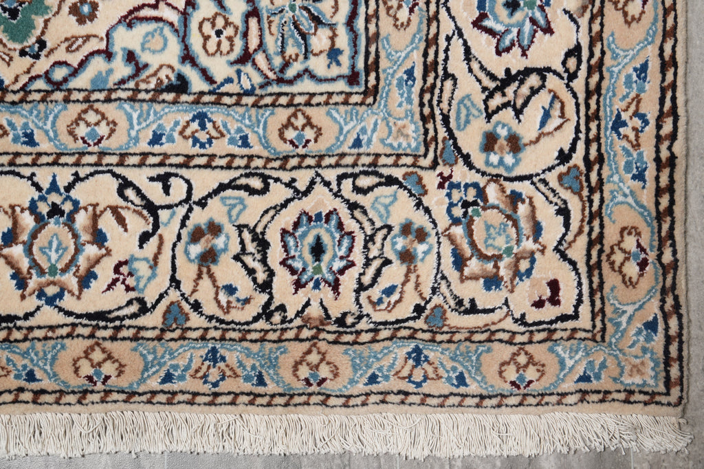 5 x 8 Authentic Quality Persian Nain Rug Wool and Silk Green #PIX-9483