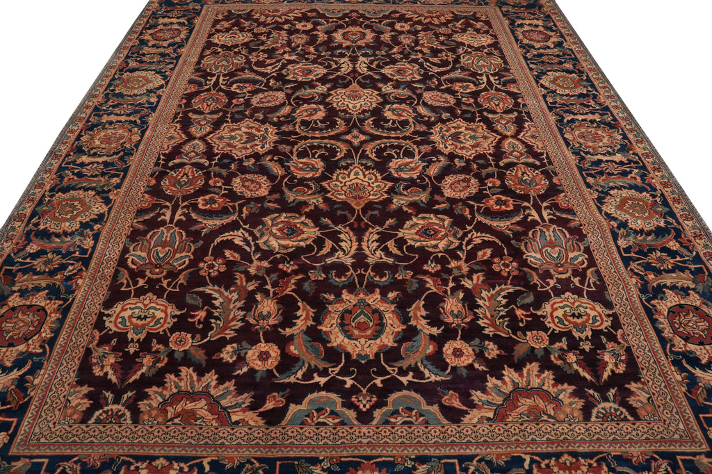 8 x 11 Quality Handmade Rug Burgundy and Blue #PIX-13206