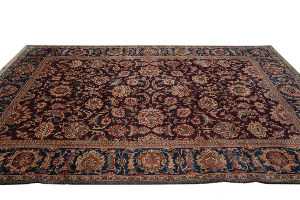 8 x 11 Quality Handmade Rug Burgundy and Blue #PIX-13206