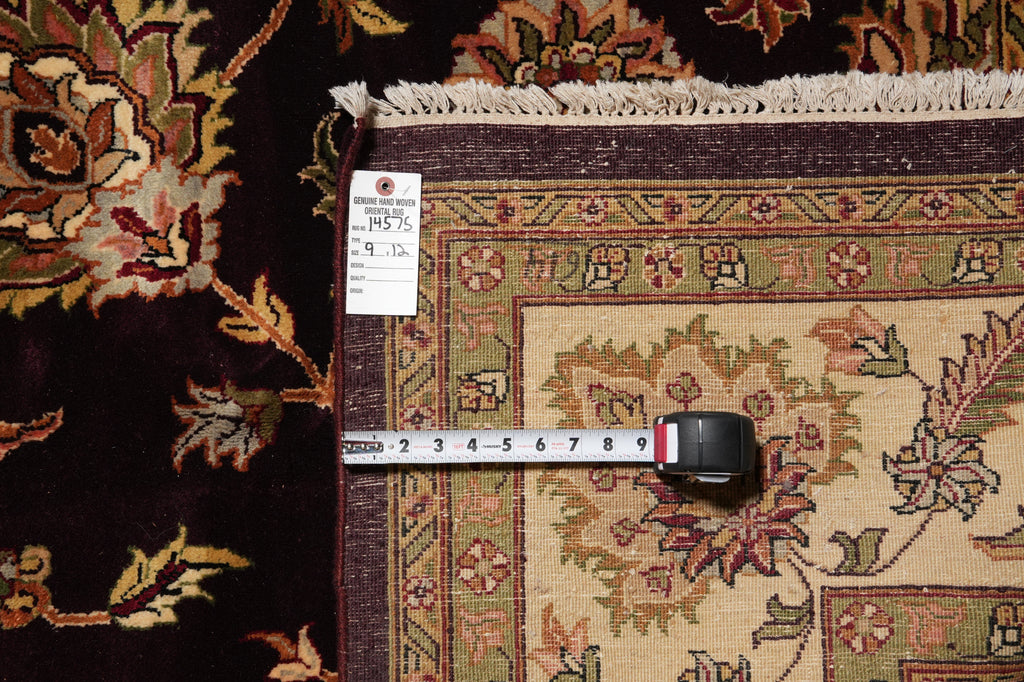 9 x 12 Black  Dense Wool Jaipur Hand-Knotted Rug #PIX-14575