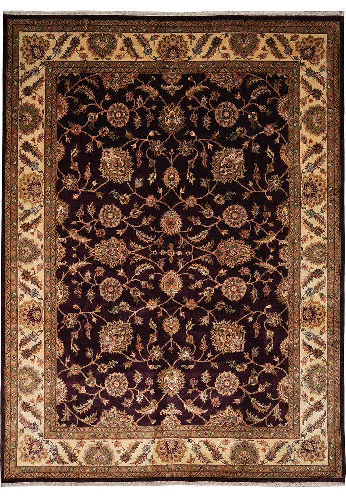9 x 12 Black  Dense Wool Jaipur Hand-Knotted Rug