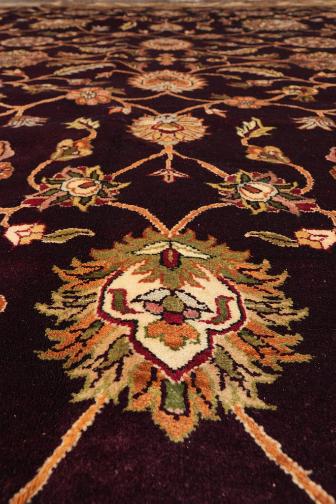 9 x 12 Black  Dense Wool Jaipur Hand-Knotted Rug #PIX-14575