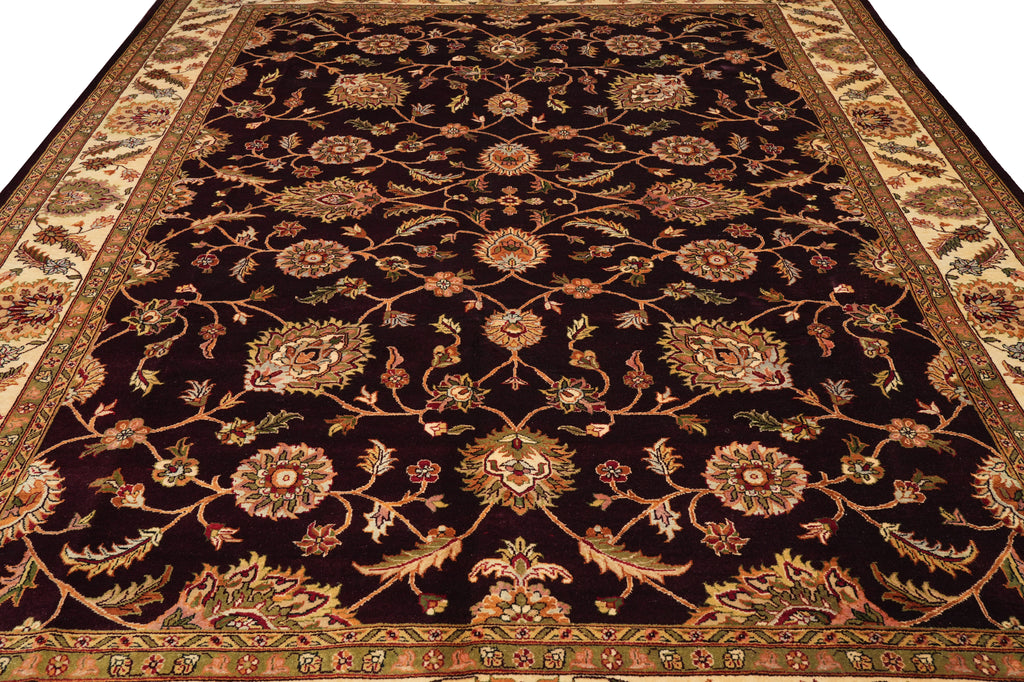 9 x 12 Black  Dense Wool Jaipur Hand-Knotted Rug #PIX-14575