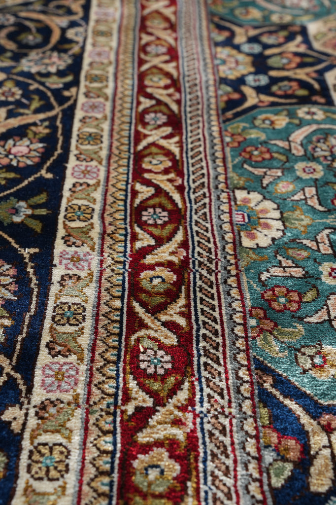 8 x 8 Feet Octagonal Handmade Silk Fancy Signed Rug #50359
