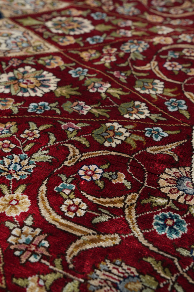 8 x 8 Feet Octagonal Handmade Silk Fancy Signed Rug #50359