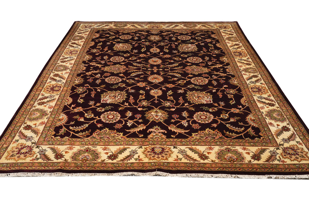 9 x 12 Black  Dense Wool Jaipur Hand-Knotted Rug